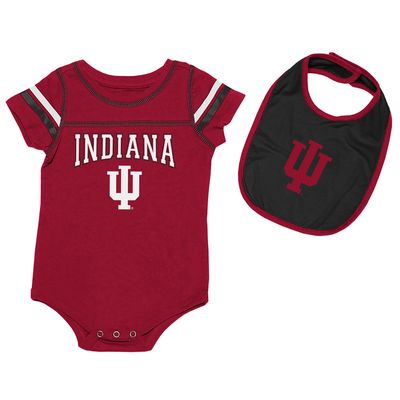 Newborn & Infant Colosseum Crimson/Black Indiana Hoosiers Chocolate Bodysuit Bib Set
