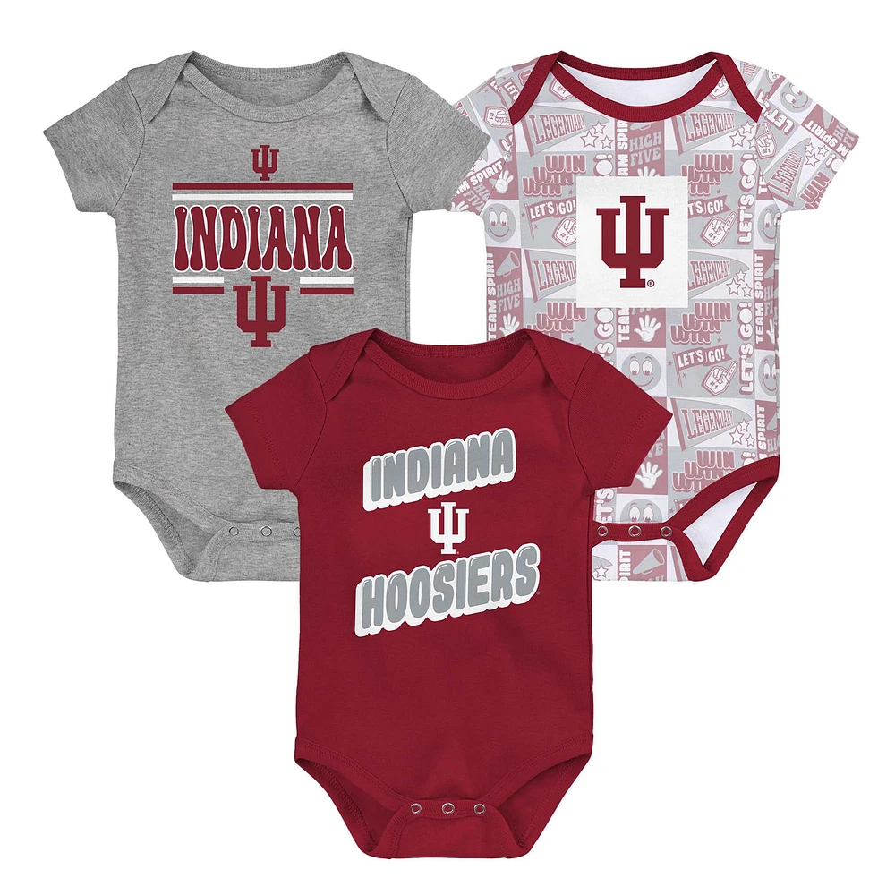 Lot de 3 bodies pour nouveau-né Crimson Indiana Hoosiers Sunday Comics