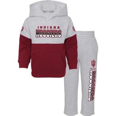 Indiana Hoosiers Toddler Playmaker Pullover Hoodie & Pants Set - Heather Gray/Crimson