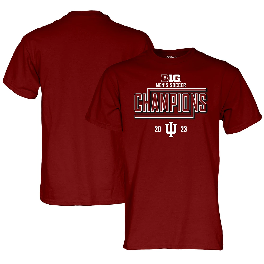 Unisex Blue 84 Crimson Indiana Hoosiers 2023 Big Ten Men's Soccer Regular Season Champions Locker Room T-Shirt