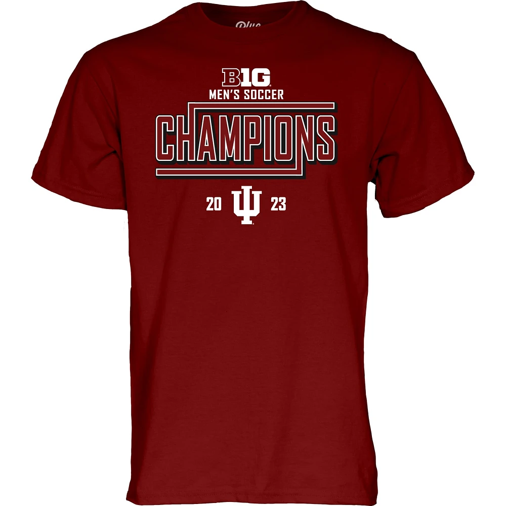 T-shirt unisexe bleu 84 Crimson Indiana Hoosiers 2023 Big Ten pour hommes, champions de la saison régulière football, vestiaire