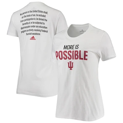 T-shirt adidas Indiana Hoosiers Plus Is Possible pour femme, blanc