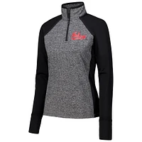 Women's Black/Heather Gray Indiana Hoosiers Finalist Raglan Quarter-Zip Jacket