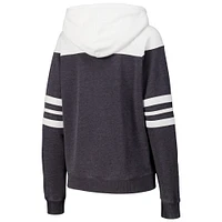 Women's Charcoal Indiana Hoosiers Blitz Striped Blocked Raglan Pullover Hoodie