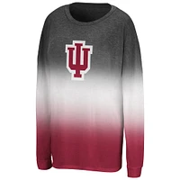 T-shirt à manches longues pour femme Colosseum Black Indiana Hoosiers Winkle Dip Dye