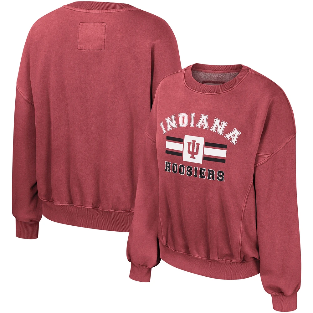 Sweat-shirt délavé Colosseum Crimson Indiana Hoosiers Audrey pour femmes