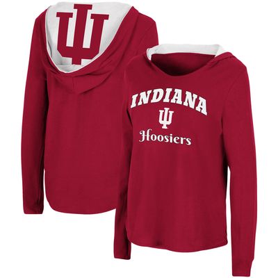 Women's Colosseum Crimson Indiana Hoosiers Catalina Hoodie Long Sleeve T-Shirt