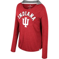 Women's Colosseum  Crimson Indiana Hoosiers Distressed Heather Long Sleeve Hoodie T-Shirt