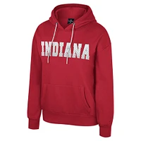 Women's Colosseum Crimson Indiana Hoosiers Reflection Rhinestone Drawcord Pullover Hoodie