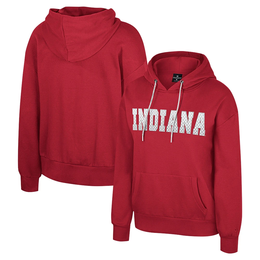 Sweat à capuche cordon de serrage avec strass réfléchissants Colosseum Crimson Indiana Hoosiers pour femme