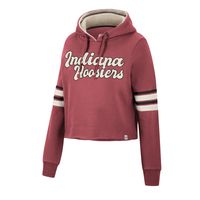 Women's Colosseum Crimson Indiana Hoosiers Retro Cropped Pullover Hoodie