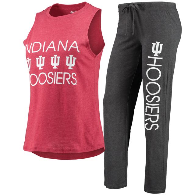 Concepts Sport Ensemble de nuit avec débardeur et pantalon Indiana Hoosiers Charcoal/Crimson pour femme