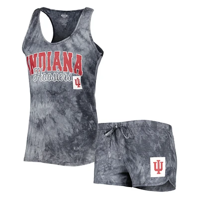 Women's Concepts Sport Charcoal Indiana Hoosiers Billboard Tie-Dye Tank and Shorts Sleep Set