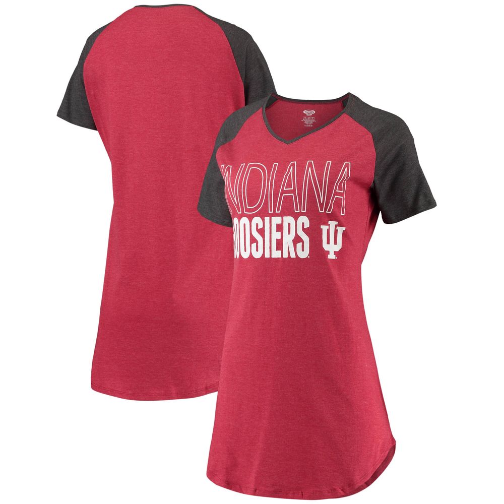 Women's Concepts Sport Crimson/Charcoal Indiana Hoosiers Raglan V-Neck Nightshirt