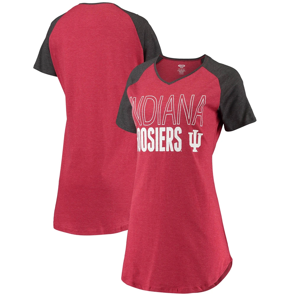 Chemise de nuit à col en V raglan Indiana Hoosiers Concepts Sport pour femme, cramoisi/anthracite