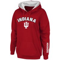 Women's Crimson Indiana Hoosiers Arch & Logo 1 Pullover Hoodie