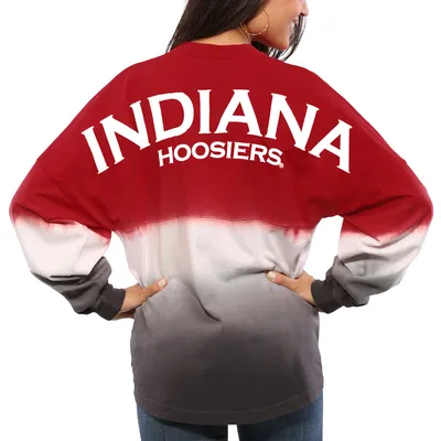 Indiana Hoosiers Women's Ombre Long Sleeve Dip-Dyed Spirit Jersey - Crimson