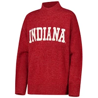 Women's Crimson Indiana Hoosiers Oversized Varsity Mock Neck Pullover Sweater