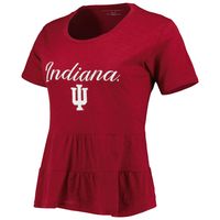 Women's Crimson Indiana Hoosiers Willow Ruffle-Bottom T-Shirt