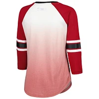 T-shirt à col en V manches 3/4 pour femme G-III 4Her by Carl Banks Blanc/cramoisi Indiana Hoosiers Lead Off Ombre Raglan