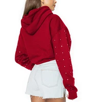 Women's Gameday Couture Crimson Indiana Hoosiers Can't Lose Rhinestone Cropped Pullover Hoodie