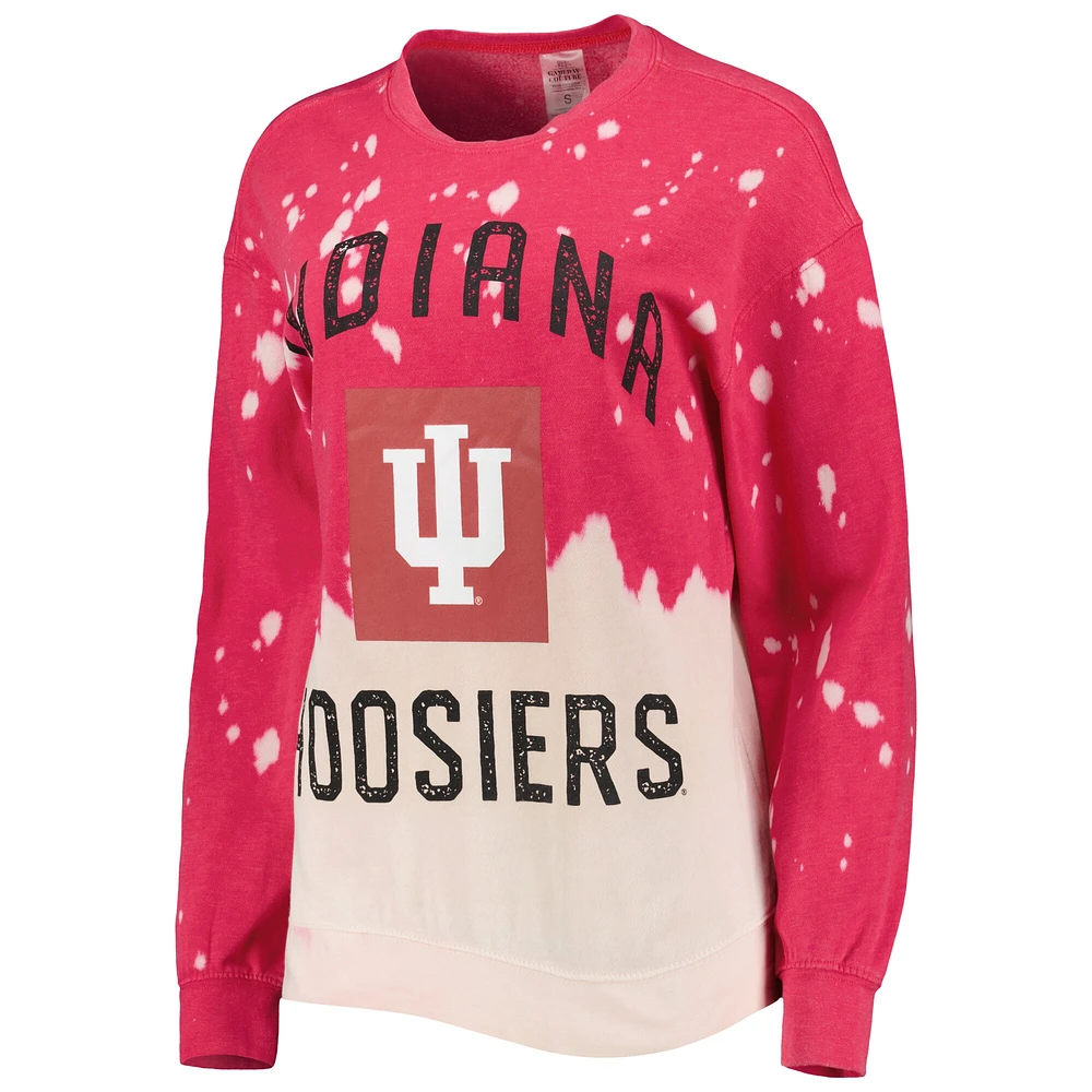 Gameday Couture Crimson Indiana Hoosiers Twice As Nice Délavé Dip-Dye Pull à manches longues pour femme