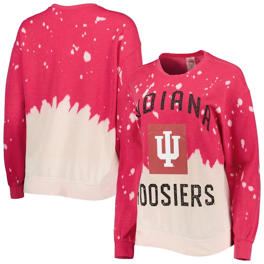 Gameday Couture Crimson Indiana Hoosiers Twice As Nice Délavé Dip-Dye Pull à manches longues pour femme