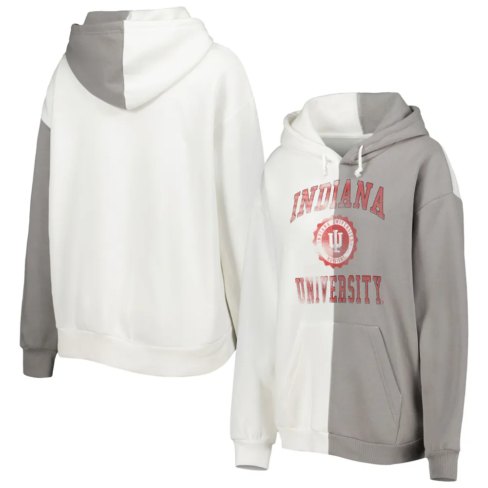 Sweat à capuche fendu Indiana Hoosiers Gameday Couture gris/blanc pour femme