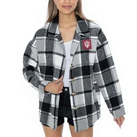 Chemise boutonnée en flanelle grise Gameday Couture pour femme des Indiana Hoosiers End Zone Game