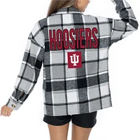 Chemise boutonnée en flanelle grise Gameday Couture pour femme des Indiana Hoosiers End Zone Game