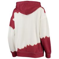 Women's Gameday Couture White/Crimson Indiana Hoosiers For the Fun Double Dip-Dyed Pullover Hoodie