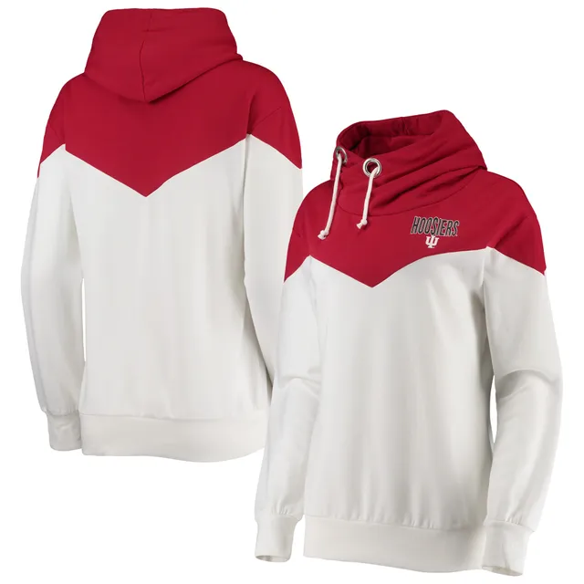 Gameday Couture Women's Gameday Couture White/Black Indiana Hoosiers Good  Time Color Block Cropped Hoodie