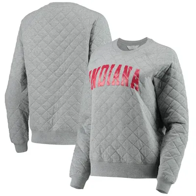 Indiana Hoosiers Women's Quilted Raglan Pullover Sweatshirt - Heathered Gray