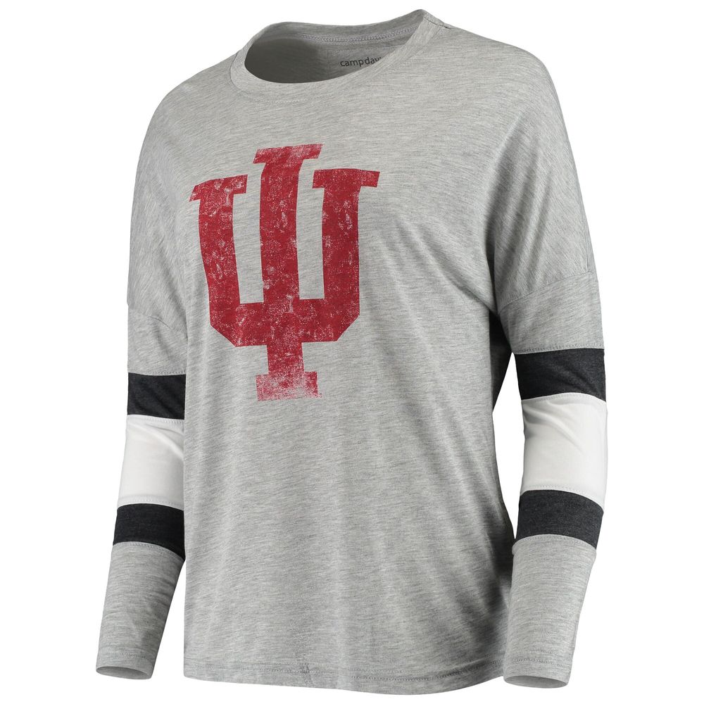 Women's Heathered Gray Indiana Hoosiers Swell Stripe Long Sleeve T-Shirt