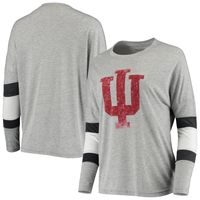 Women's Heathered Gray Indiana Hoosiers Swell Stripe Long Sleeve T-Shirt