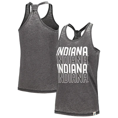 Débardeur à dos nageur noir Indiana Hoosiers Stacked Name de League Collegiate Wear pour femmes