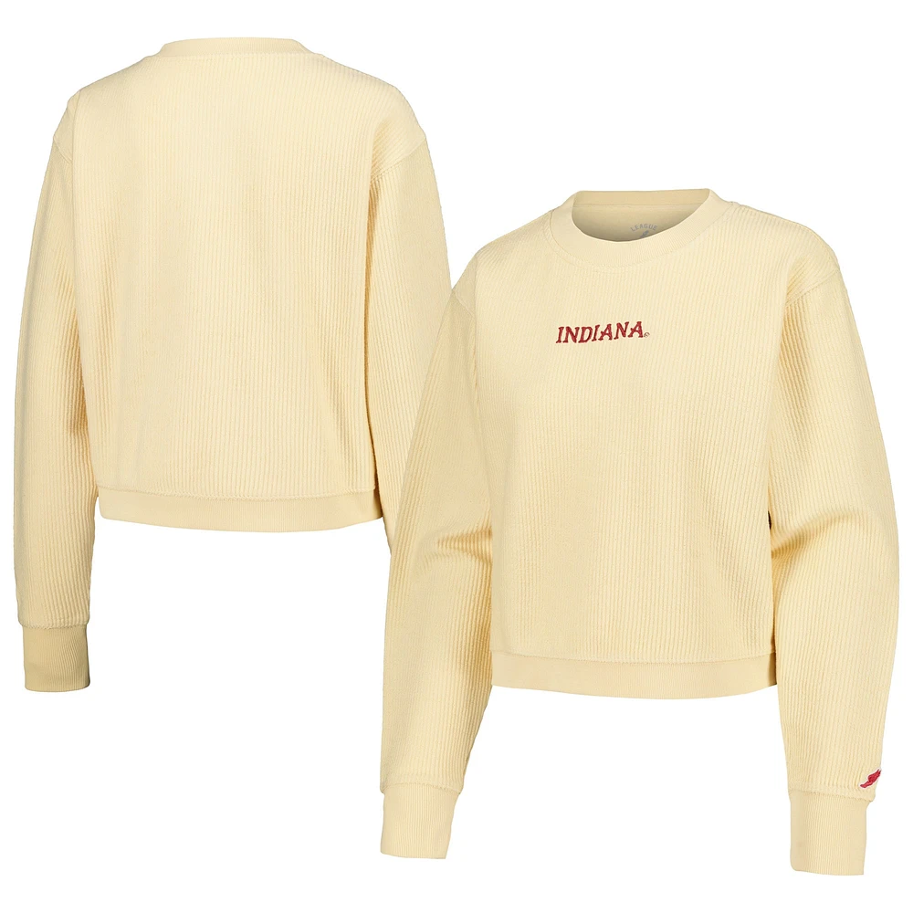 Women's League Collegiate Wear Cream Indiana Hoosiers Timber Cropped Pullover Sweatshirt