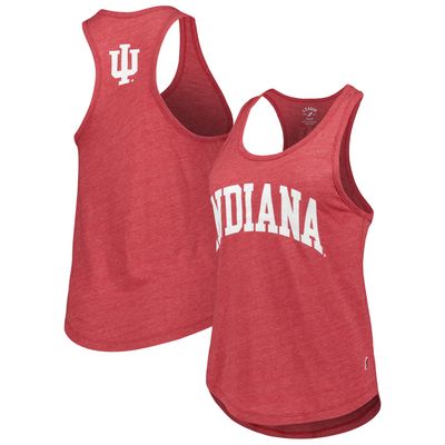 Women's League Collegiate Wear Heather Crimson Indiana Hoosiers Two-Hit Intramural Tri-Blend Scoop Neck Racerback Tank Top