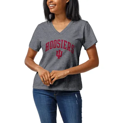 Indiana Hoosiers League Collegiate Wear Women's Intramural Boyfriend V-Neck T-Shirt - Heather Gray