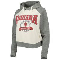 Women's Pressbox Cream/Heather Gray Indiana Hoosiers Cody Tri-Bend Raglan Pullover Hoodie