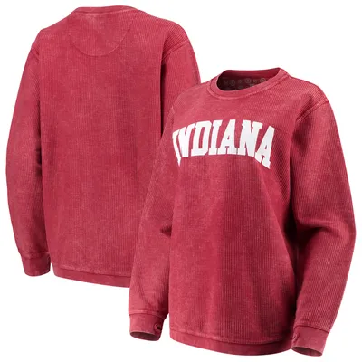 Indiana Hoosiers Pressbox Women's Comfy Cord Vintage Wash Basic Arch Pullover Sweatshirt