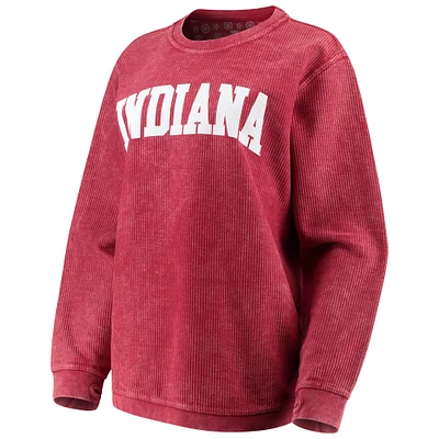 Sweat-shirt Pressbox Crimson Indiana Hoosiers Comfy Cord Vintage Wash Basic Arch pour femme