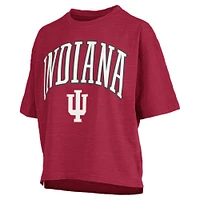 Women's Pressbox Crimson Indiana Hoosiers Nelson Arch Over Logo Waist Length Oversized Slub T-Shirt