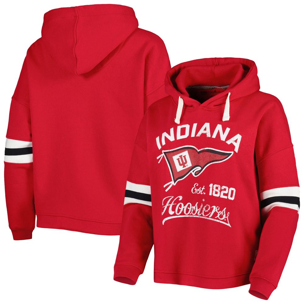 Women's Pressbox Crimson Indiana Hoosiers Super Pennant Pullover Hoodie