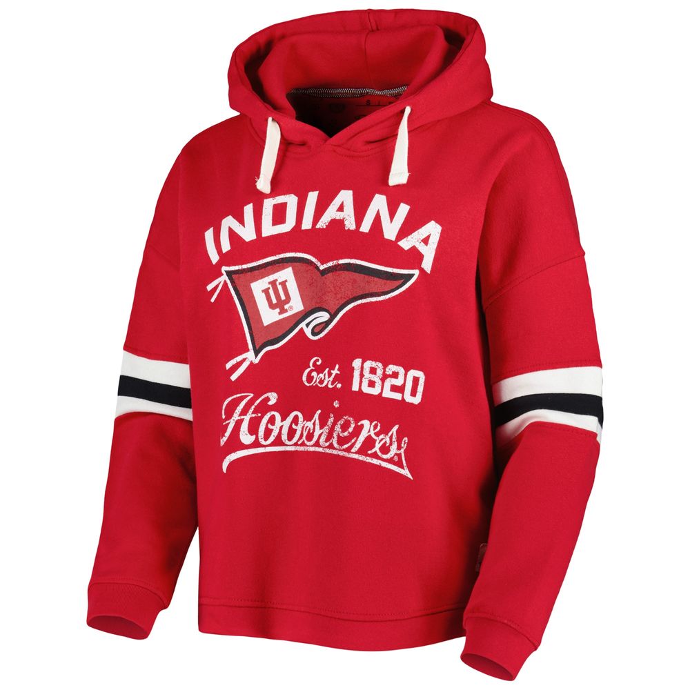 Women's Pressbox Crimson Indiana Hoosiers Super Pennant Pullover Hoodie