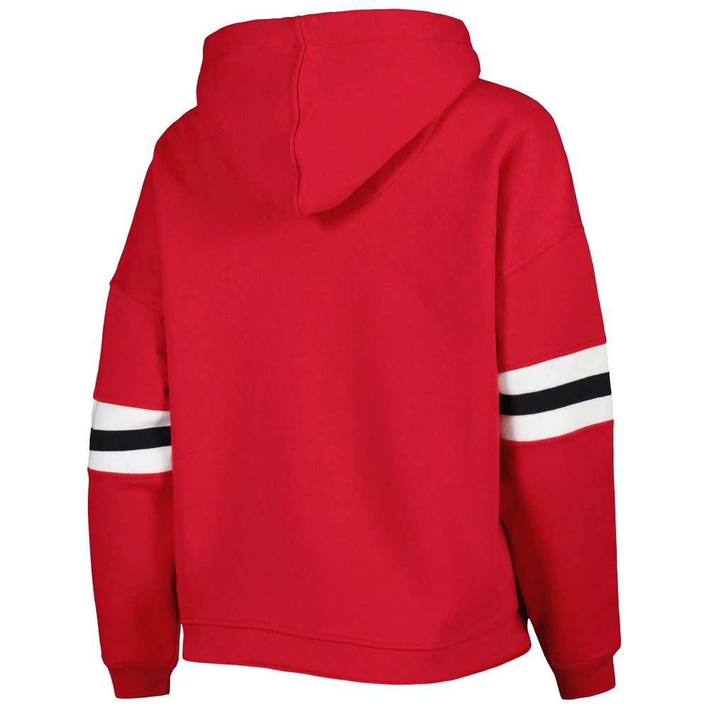 Women's Pressbox Crimson Indiana Hoosiers Super Pennant Pullover Hoodie