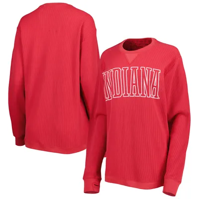 T-shirt à manches longues thermique en tricot gaufré Southlawn Pressbox Crimson Indiana Hoosiers Surf pour femme