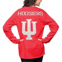 Women's Pressbox Crimson Indiana Hoosiers The Big Shirt Oversized Long Sleeve T-Shirt