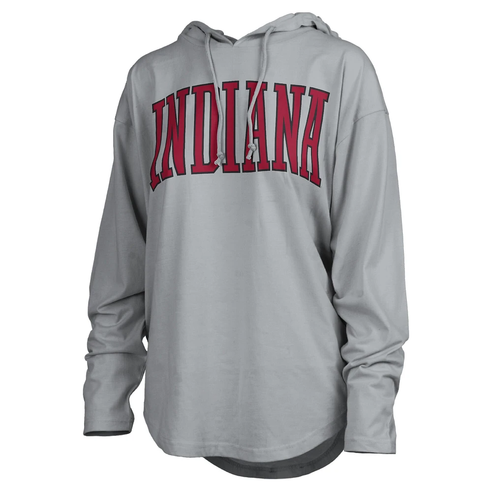 Women's Pressbox Gray Indiana Hoosiers San Bruno Long Sleeve Hooded T-Shirt