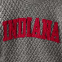 Women's Pressbox Heather Charcoal Indiana Hoosiers Moose Quilted Pullover Sweatshirt